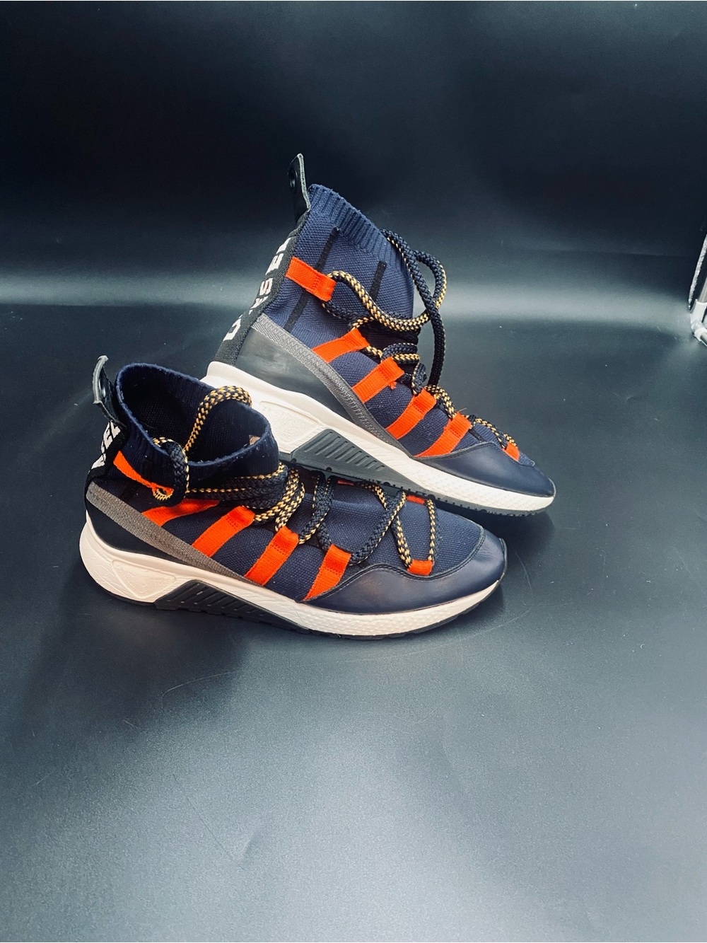 Diesel Navy and Red High-Top Sneakers